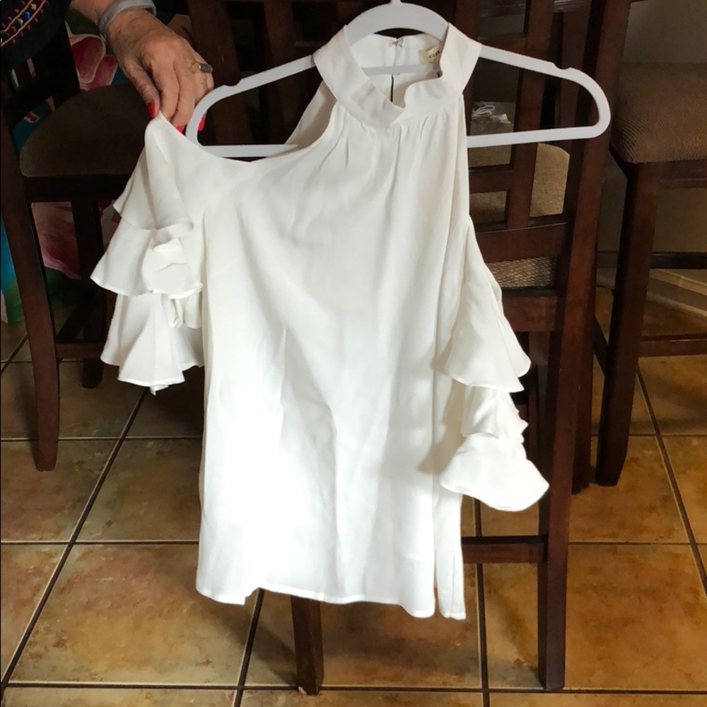 White open shoulder top